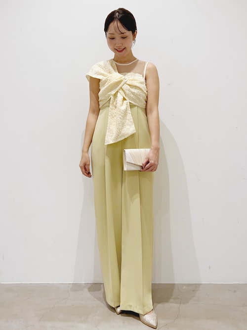 2026春新作》アシンメトリーリボン ジャガード パンツドレス