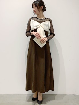 「アイテム（クラッチバッグ）」を使った、GIRLさん（レディース・165cm）の冬コーディネート