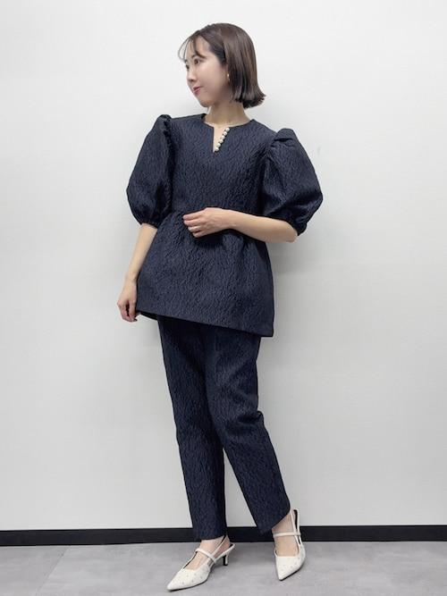 GIRL DRESS FOR NOW パーティードレス パンツドレス ふくれジャガード