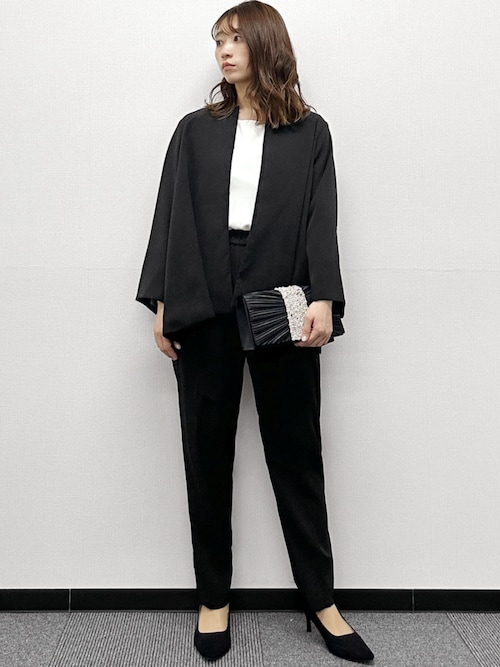 セール】洗える スーツ セットアップ パンツスーツ ノーカラー