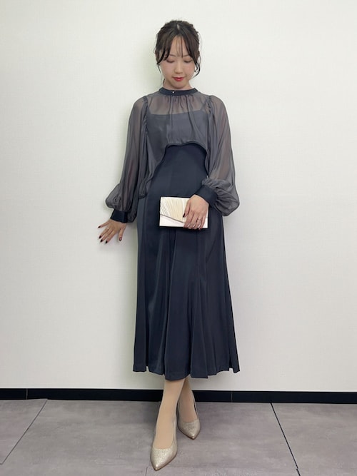 セール】バックリボン シアー ショート丈 ブラウス ワンピース