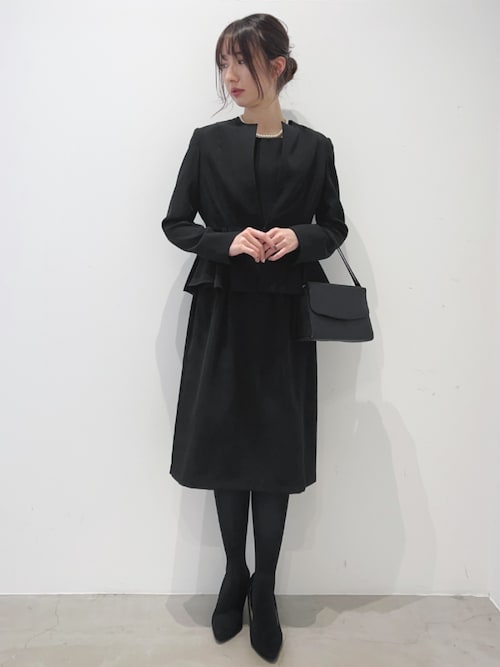 セール】【喪服 礼服】ノーカラーペプラムジャケット コクーン