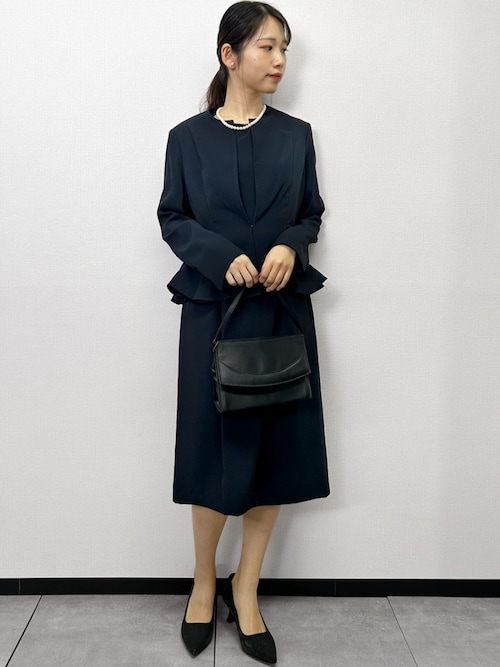 セール】【喪服 礼服】ノーカラーペプラムジャケット コクーン