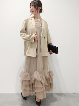 「アイテム（クラッチバッグ）」を使った、GIRLさん（レディース・165cm）の冬コーディネート