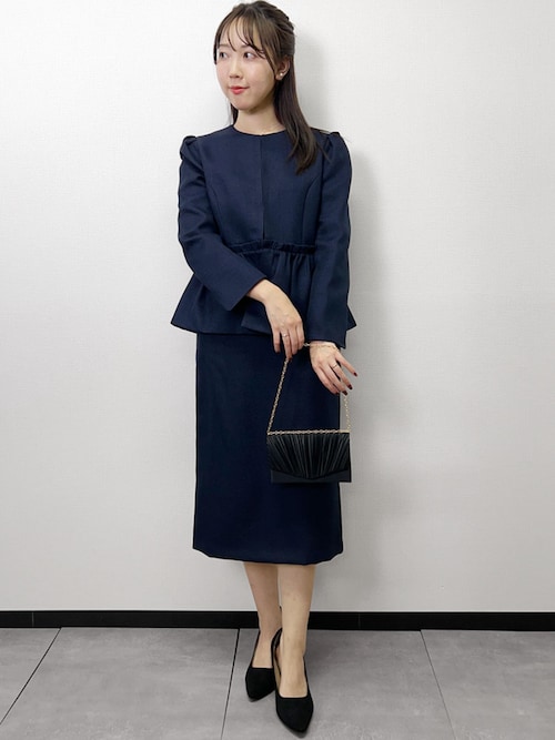 セール】ツイードペプラムノーカラージャケット タイトスカート