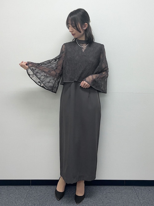 セール】【3WAY 着回しを楽しめる】レース ケープ Iライン ロング 結婚