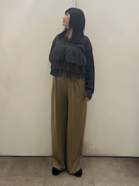 「SENSE OF PLACE by URBAN RESEARCH（センスオブプレイスバイアーバンリサーチ）のダブルジップフリルニットカーディガン（ニット/セーター、グレー系）」を使った、ririkaさん（レディース・160cm）の冬コーディネート