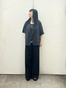 「SENSE OF PLACE by URBAN RESEARCH(センスオブプレイスバイアーバンリサーチ)の『一部WEB限定カラー』『UR TECH DRYLUXE』リネンライクジャケット(テーラードジャケット、グレー系)」を使った、ririkaさん(レディース・160cm)の夏コーディネート