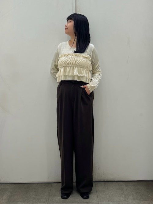 セール】『洗濯可』フリルビスチェセットベロアトップ（Tシャツ