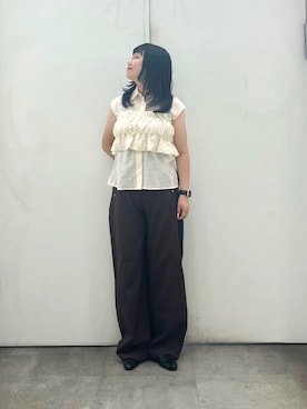「SENSE OF PLACE by URBAN RESEARCH(センスオブプレイスバイアーバンリサーチ)のビスチェセットノースリーブシャツ(シャツ/ブラウス、ホワイト系)」を使った、ririkaさん(レディース・160cm)の夏コーディネート