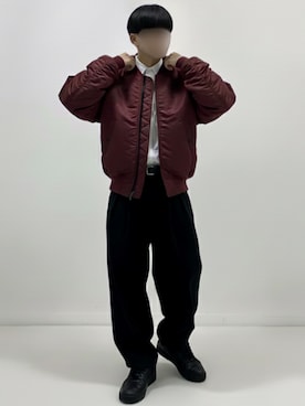 「アイテム（MA-1）」を使った、しゅーまいさん（メンズ・165cm）の冬コーディネート