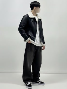 「アイテム（ムートンコート）」を使った、しゅーまいさん（メンズ・165cm）の冬コーディネート