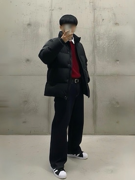 「アイテム（ダウンベスト）」を使った、しゅーまいさん（メンズ・165cm）の冬コーディネート