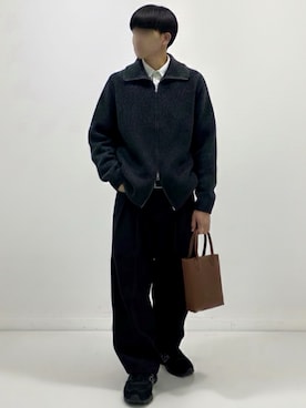 「アイテム（スラックス）」を使った、しゅーまいさん（メンズ・165cm・10代）の冬コーディネート