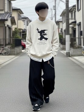 「Disney（ディズニー）のアイテム」を使った、しゅーまいさん（メンズ・165cm）の冬コーディネート