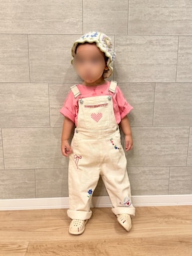 「アイテム（オールインワン・サロペット）」を使った、medoi2さん（キッズ・80cm）の夏コーディネート