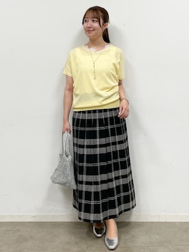 「Reflect（リフレクト）のカットソータンクトップ（タンクトップ、ホワイト系）」を使った、mikikoさん（レディース・160cm）の夏コーディネート