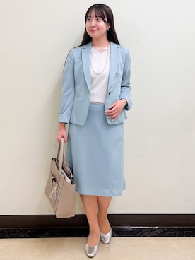 「Reflect（リフレクト）の【SS-4Lサイズ／UVカット／接触冷感】匠ジャケット／ベーシックテーラード（テーラードジャケット、グリーン系）」を使った、mikikoさん（レディース・160cm）の夏コーディネート