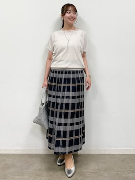 「Reflect（リフレクト）のカットソータンクトップ（タンクトップ、ホワイト系）」を使った、mikikoさん（レディース・160cm）の夏コーディネート