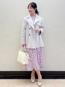 「アイテム（トレンチコート、グレー系）」を使った、mikikoさん（レディース・160cm）の冬コーディネート