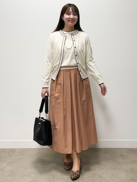 「Reflect（リフレクト）の【手洗い可】タックプリーツ フレアスカート（スカート、ピンク系）」を使った、mikikoさん（レディース・160cm）の夏コーディネート