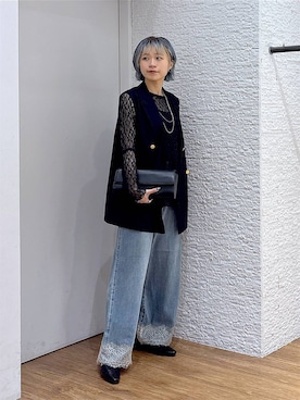 「GLOBAL WORK（グローバルワーク）のシリンダーバッグ/1054922（ショルダーバッグ、ブラック系）」を使った、mhr01さん（レディース・158cm）の秋コーディネート