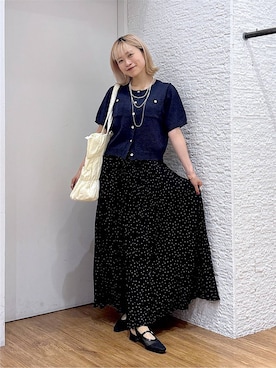 「GLOBAL WORK（グローバルワーク）のプリーツフレアスカート/1049214（スカート、その他）」を使った、mhr01さん（レディース・158cm）の夏コーディネート