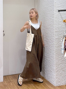 「GLOBAL WORK（グローバルワーク）のベーシックA4刺繍トート/ 316572（トートバッグ、ホワイト系）」を使った、mhr01さん（レディース・158cm）の夏コーディネート