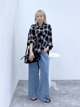 「GLOBAL WORK（グローバルワーク）のFffit エフィット/カップ付きリブキャミストレート/625140（キャミソール、ホワイト系）」を使った、mhr01さん（レディース・158cm）の夏コーディネート