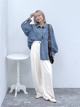 「GLOBAL WORK（グローバルワーク）のUNISEX/ステンレスカラビナネックレス/286995（ネックレス、グレー系）」を使った、mhr01さん（レディース・158cm）の夏コーディネート