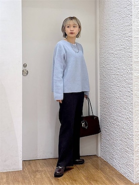 「GLOBAL WORK（グローバルワーク）のサラサラヘンリーネック長袖プルオーバー/1017895（Tシャツ/カットソー、グレー系）」を使った、mhr01さん（レディース・158cm）の秋コーディネート