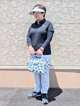 「adabat（アダバット）のUVクリップバイザー（サンバイザー、ホワイト系）」を使った、leok1110さん（レディース）の夏コーディネート