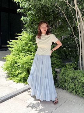 「Futier land（フューティアランド）のオフショルトップス（Tシャツ/カットソー、ホワイト系）」を使った、kasuminさん（レディース・156cm）の春コーディネート