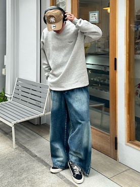 「NEWERA（ニューエラ）のアイテム」を使った、うさマル〜休日のカフェ巡りコーデ〜さん（メンズ・178cm）の春コーディネート