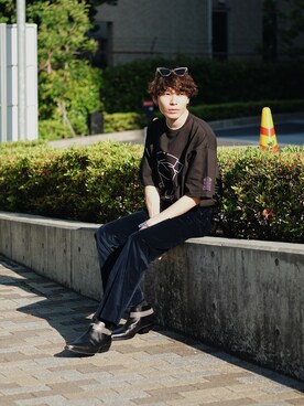 「DOLCE&GABBANA（ドルチェアンドガッバーナ）のアイテム（パンツ）」を使った、Tsuguya/KwonSayaさん（メンズ・174cm）の夏コーディネート
