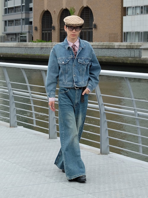 MASONPRINCEサイドベルト ワイドフレアデニムパンツライトブルー MASONPRINCE サイドベルト ワイドフレアデニムパンツ - メルカリ