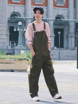 「Mark Gonzales（マーク・ゴンザレス）のアイテム（オールインワン・サロペット）」を使った、Tsuguya/KwonSayaさん（メンズ・174cm）の夏コーディネート