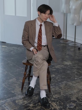 「UNIQLO（ユニクロ）のアイテム（チノパンツ）」を使った、Tsuguya/KwonSayaさん（メンズ・174cm）の冬コーディネート