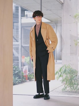 「アイテム（ローファー、グリーン系）」を使った、Tsuguya/KwonSayaさん（メンズ・174cm）の秋コーディネート