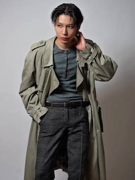 「アイテム（トレンチコート）」を使った、Tsuguya/KwonSayaさん（メンズ・175cm）の秋コーディネート