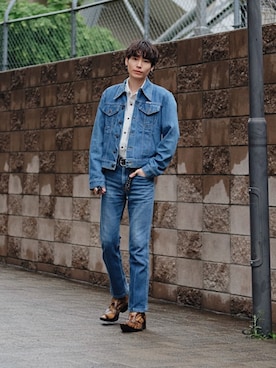「Wrangler（ラングラー）のアイテム（ジャケット/アウター）」を使った、Tsuguya/KwonSayaさん（メンズ・174cm）の春コーディネート