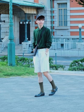 「JOHN SMEDLEY（ジョンスメドレー）のアイテム（トップス）」を使った、Tsuguya/KwonSayaさん（メンズ・174cm）の夏コーディネート