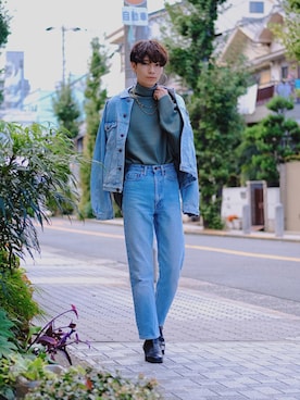 「Wrangler（ラングラー）のアイテム（ジャケット/アウター）」を使った、Tsuguya/KwonSayaさん（メンズ・174cm）の秋コーディネート