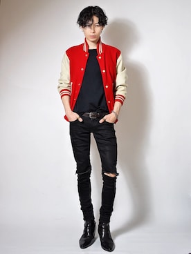 「アイテム（スタジャン）」を使った、Tsuguya/KwonSayaさん（メンズ・175cm）の冬コーディネート