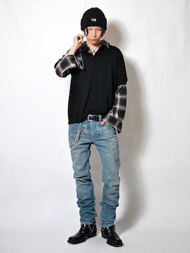 「アイテム（ベルト）」を使った、Tsuguya/KwonSayaさん（メンズ・176cm）の秋コーディネート