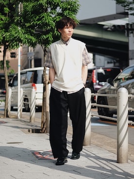 「Yohji Yamamoto（ヨウジヤマモト）のアイテム」を使った、Tsuguya/KwonSayaさん（メンズ・174cm）の夏コーディネート