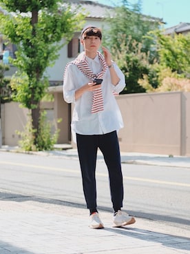 「H&M（エイチ・アンド・エム）のアイテム（帽子）」を使った、Tsuguya/KwonSayaさん（メンズ・174cm）の夏コーディネート