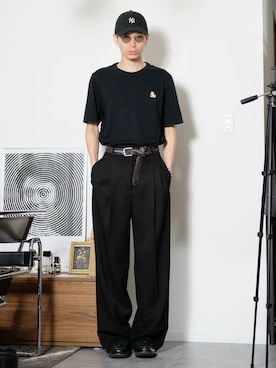 「Maison Kitsune（メゾンキツネ）のCHILLAX FOX PATCH REGULAR TEE SHIRT（Tシャツ/カットソー）」を使った、Tsuguya/KwonSayaさん（メンズ・175cm）の夏コーディネート