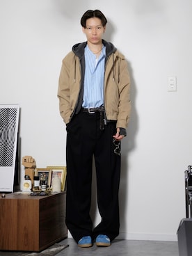「アイテム（ブルゾン）」を使った、Tsuguya/KwonSayaさん（メンズ・175cm）の秋コーディネート
