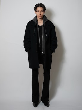 「アイテム（テーラードジャケット、ブラック系）」を使った、Tsuguya/KwonSayaさん（メンズ・175cm）の秋コーディネート